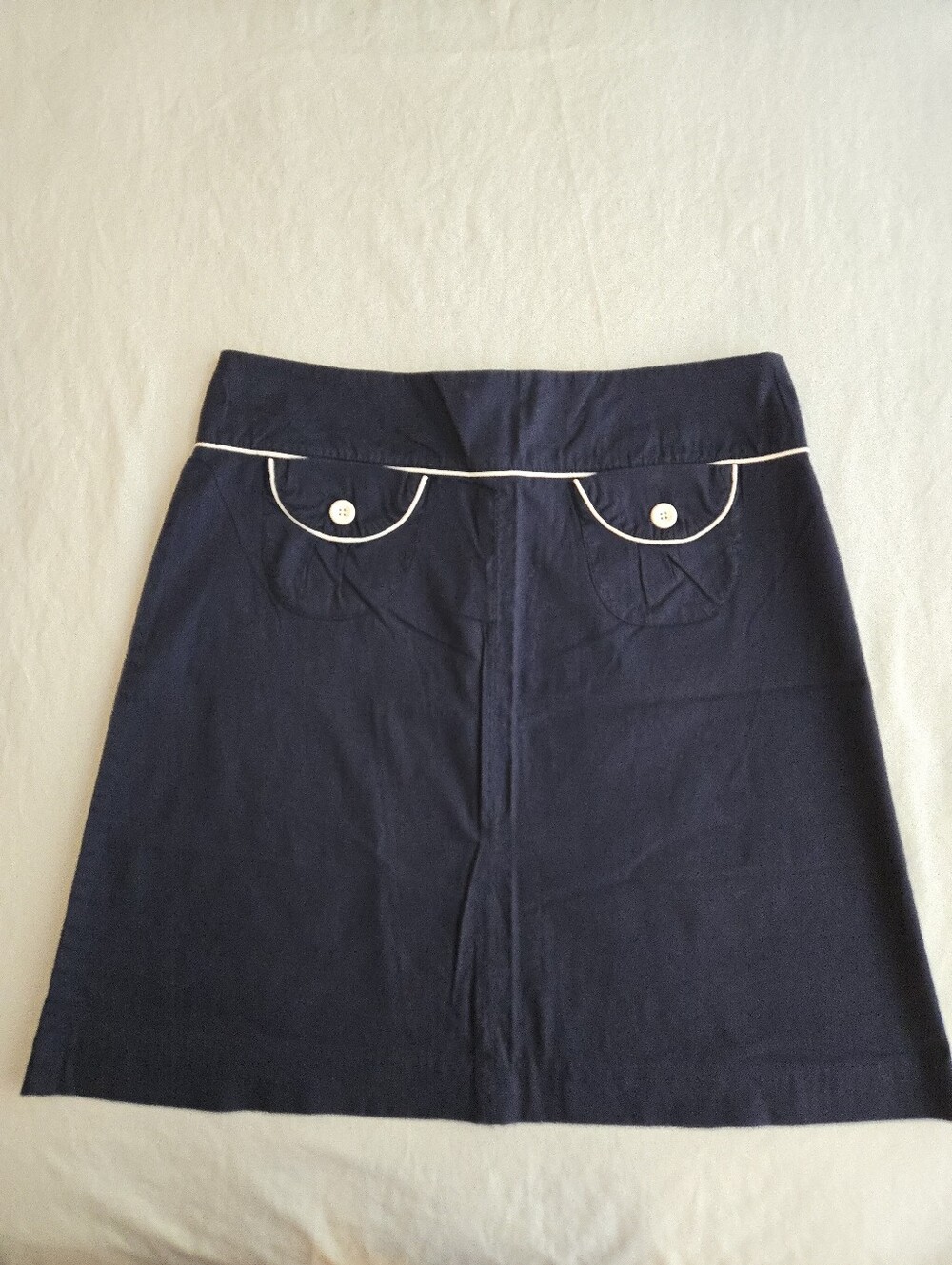 Vintage Forever 21 Retro Navy Nautical White Trim Mini Skirt Stretch Cotton EB4